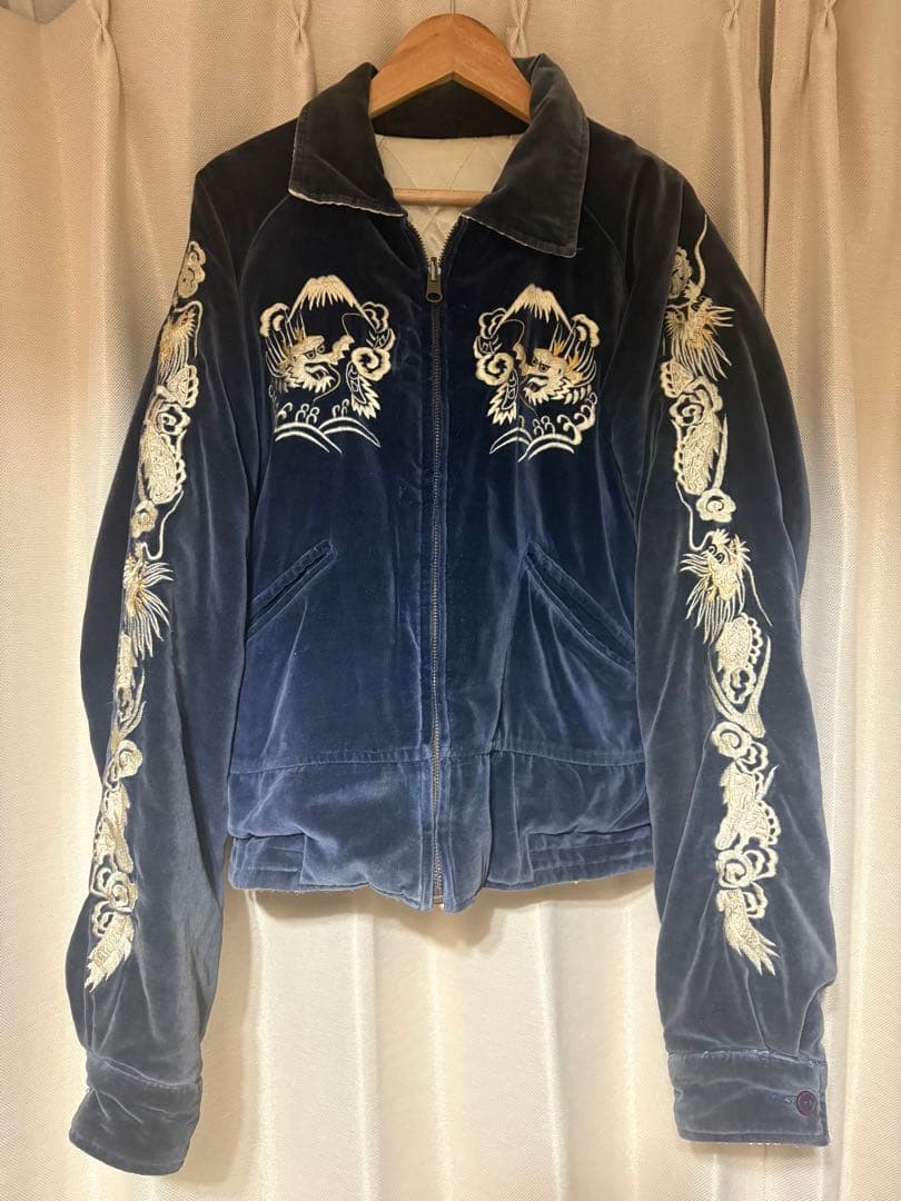 スカジャン 虎　竜　鷹刺繍　別珍　ヴィンテージ