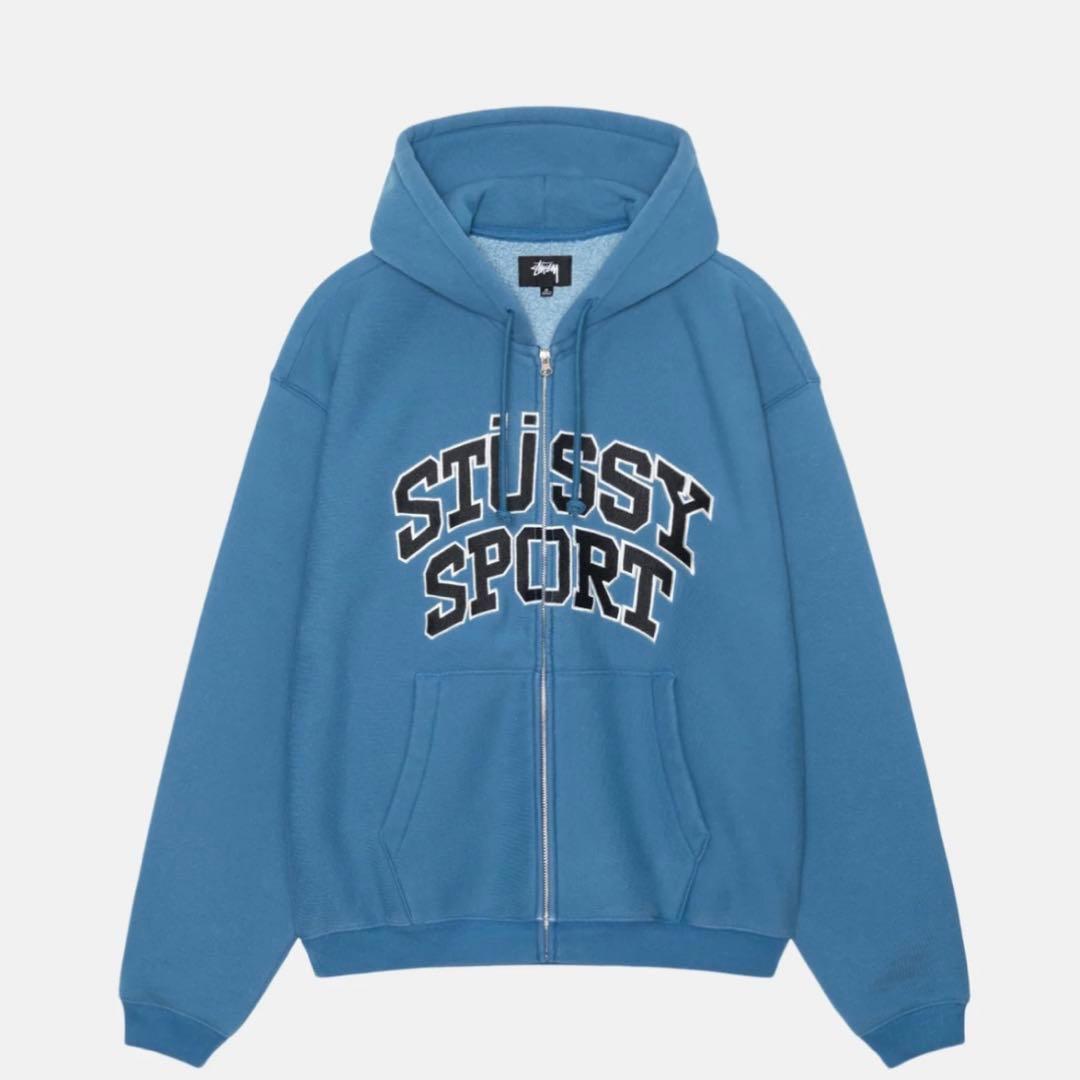 STÜSSY SPORT ジップアップフーディ ブルー