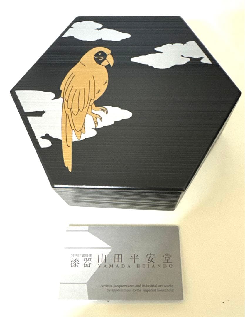 ⭐︎平安堂　六角形一段箱　山田平安堂 木製漆器 アンティーク