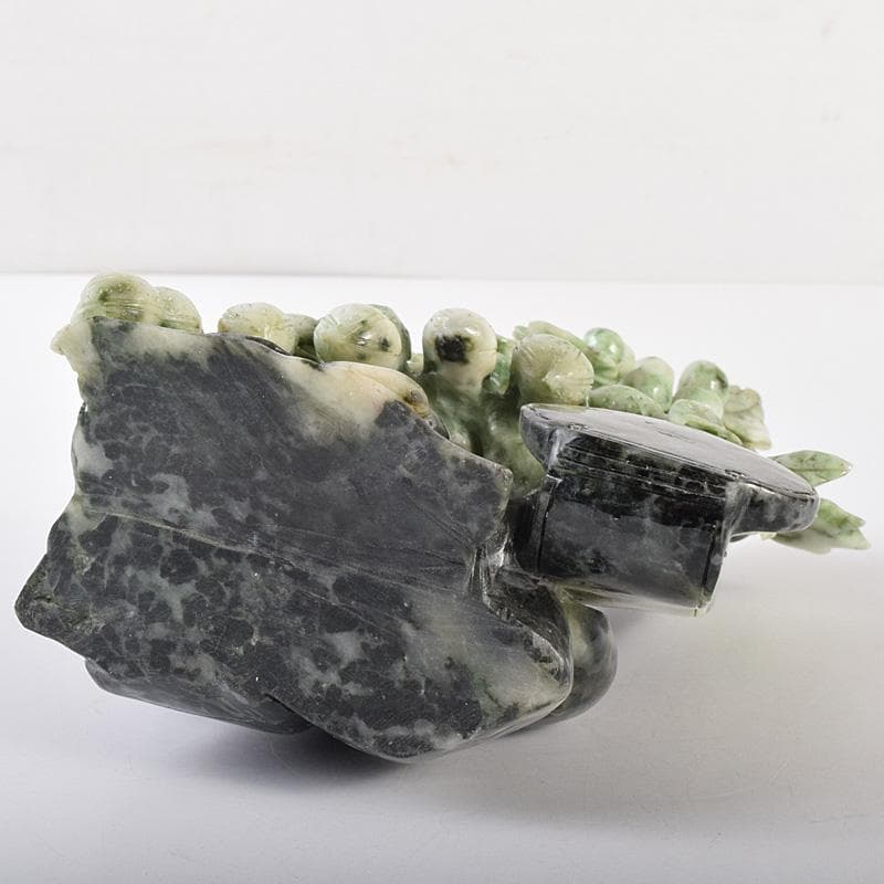 中国 玉石翡翠玉 果実彫 床飾 置物 重さ約1371g D R7574