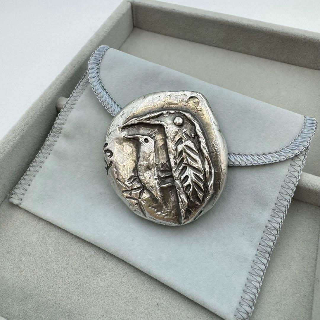 ヴィンテージ】佐藤忠良 ブローチ シルバー 鳥 親子 ネックレストップ