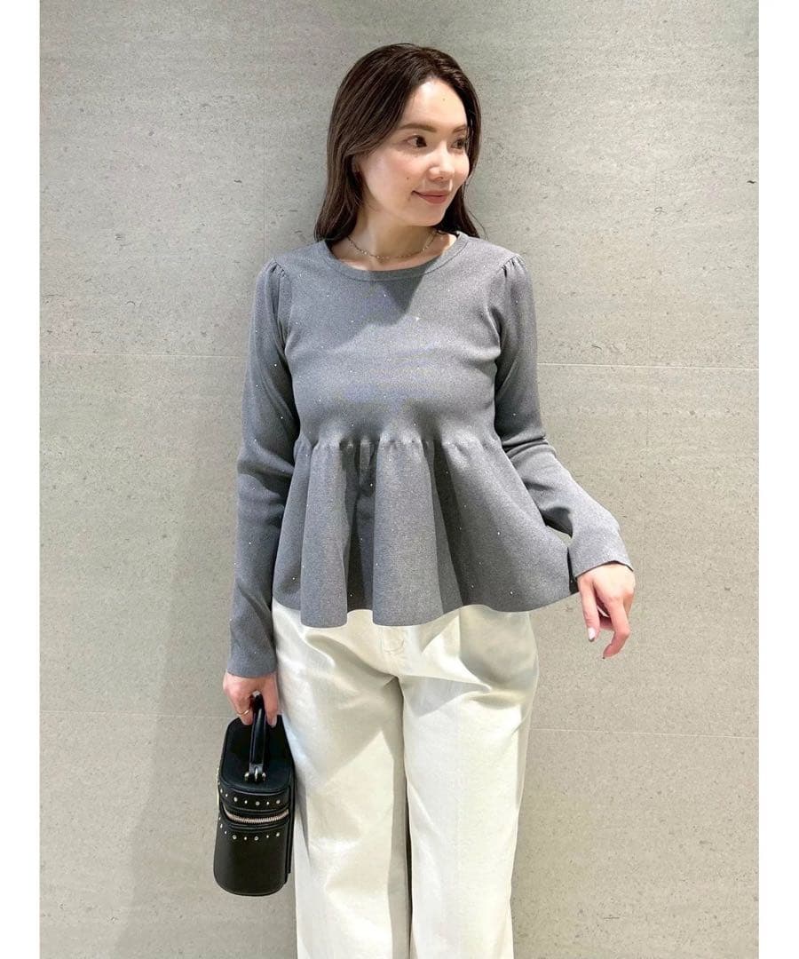 セルファード　ホットフィットビジューペプラムニットプルオーバー