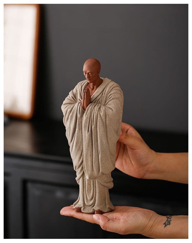 紫砂 布施小僧 茶道具 工芸品 美術品 置物 Amazon.co.jp: TBCML 弥勒仏像かわいい僧侶の像砂岩工芸品素敵な置物の