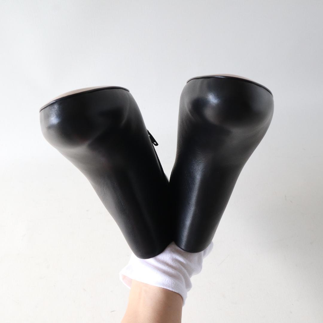 未使用ファビオルスコーニ サイドジップブーティ黒37 24cm 8.5cmヒール