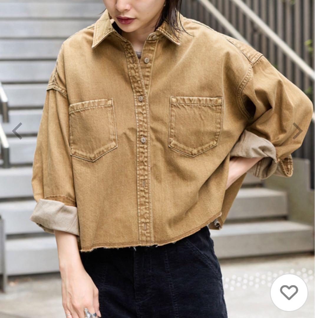 ライトオンスデニムクロップドシャツ レディース