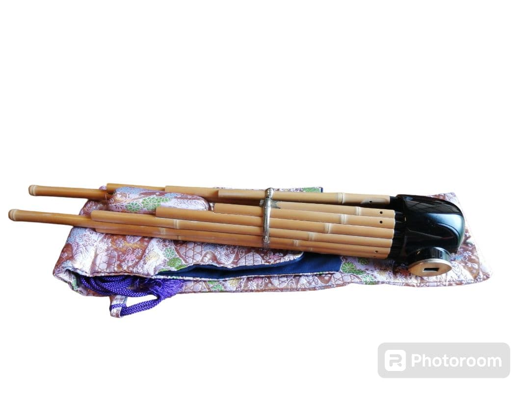 笙　鳳笙　白竹三ツ節・頭木製・根継竹製・特級本簧　笙専用ソフトケース布袋付　雅楽