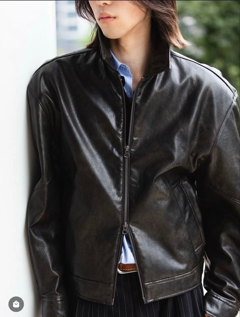 AMOMENTO Synthetic Leather Blouson