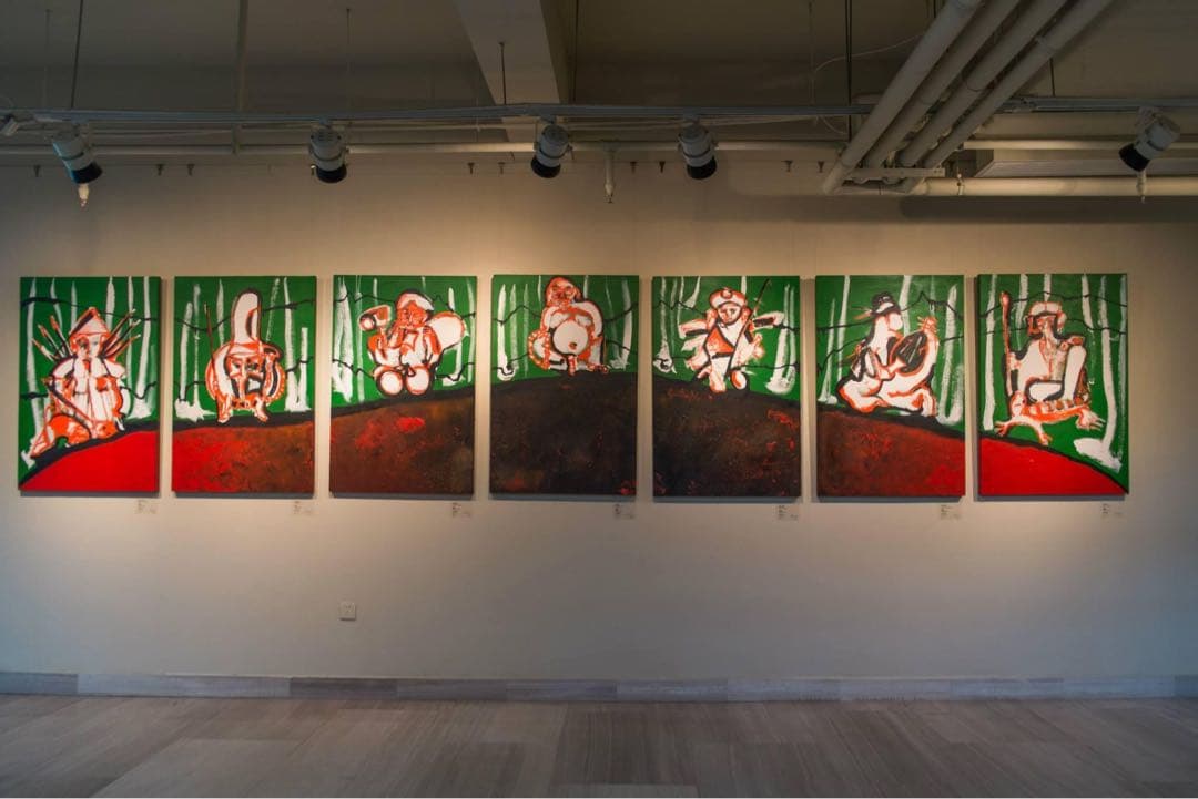 七福神　アート　アクリル作品7枚 尾九 開運イラスト七福神 弁財天 A4サイズ フレーム付き | bbqcomic