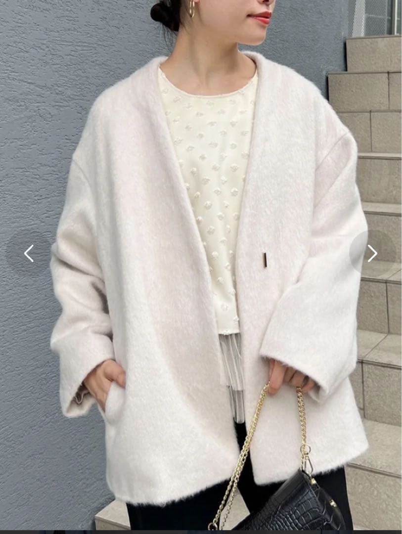 試着のみ！NOLLEY'S sophiモヘヤシャンブレーシャギーショートコート