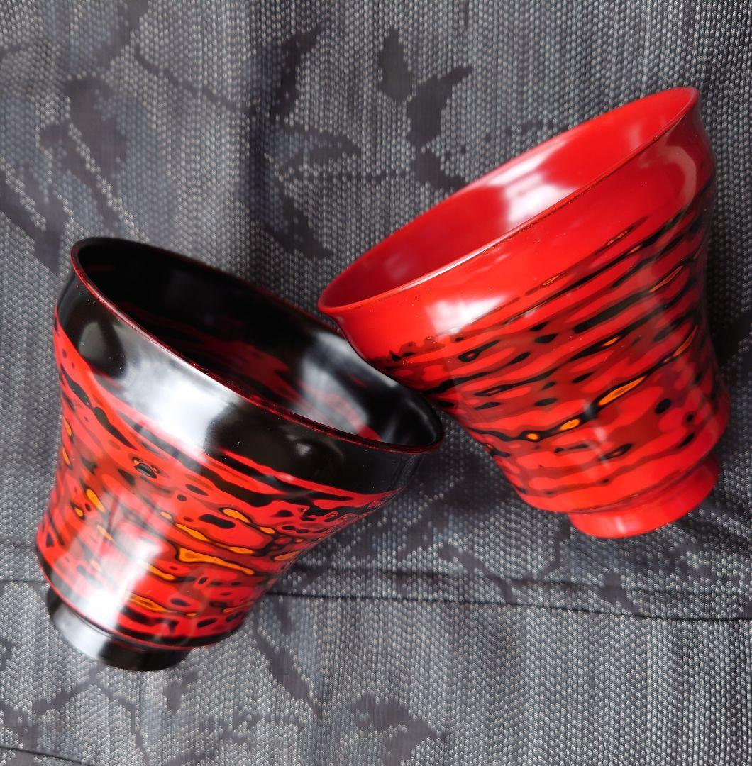 佐竹康宏　個展作品　天然木くり抜き　漆塗り椀　黒赤二客組