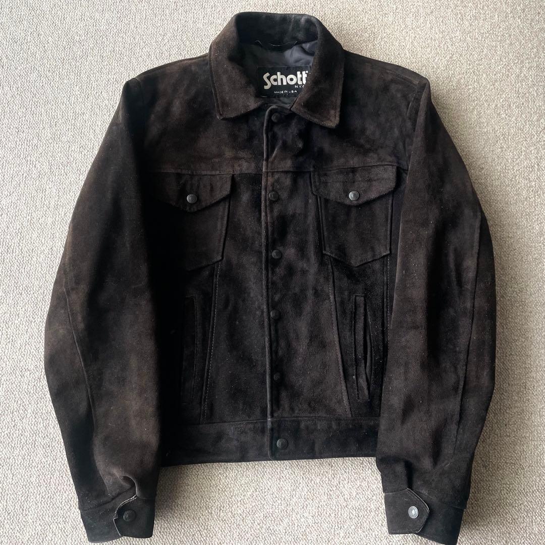Schott ショット スエードレザー トラッカージャケット - メルカリ
