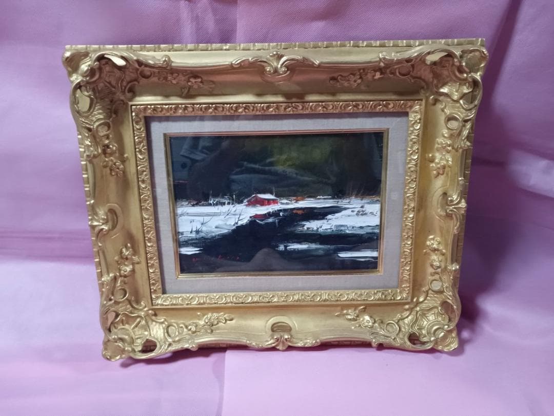 油彩画　葛西四雄作　「水辺」　額付　SM 油彩画 葛西四雄作 「水辺」 額付 SM - メルカリ