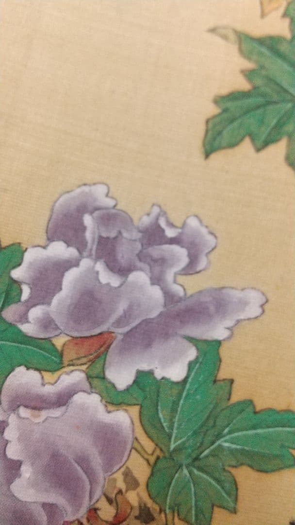 喜多武清(可庵) 花鳥図 絹本まくり