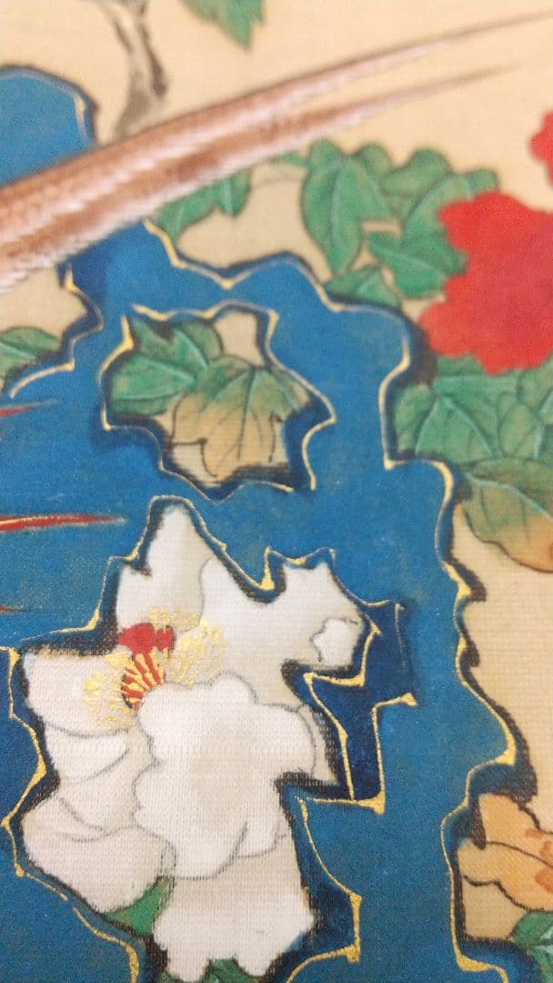 喜多武清(可庵) 花鳥図 絹本まくり