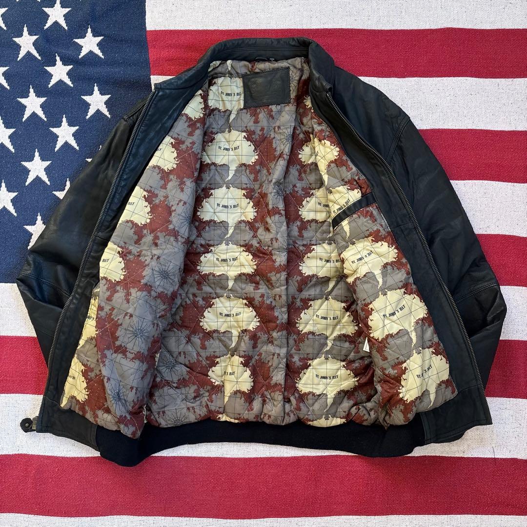 90s レザージャケット　黒　ブラック　ヴィンテージ　セントジョンズベイ