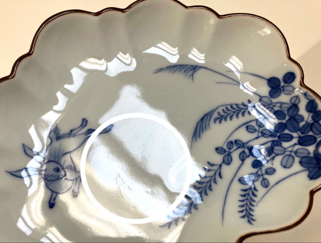 辻製磁社☆形変皿☆柄違い3セット☆リスブドウ☆ウサギ☆牛☆笛