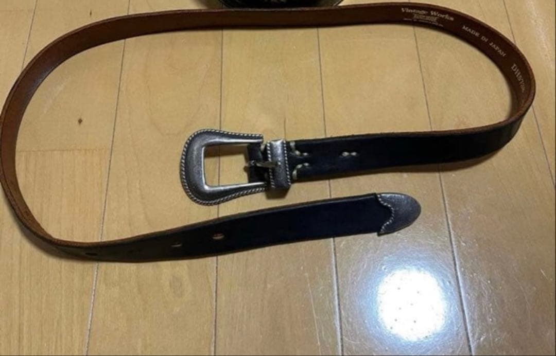 Vintage Works ウエスタンレザー ベルト　茶芯