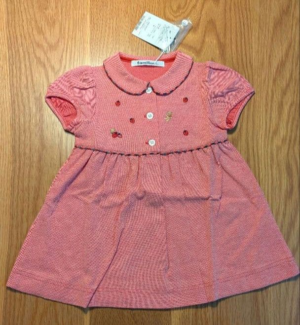 familiarファミリア 赤刺繍ワンピース 80cm