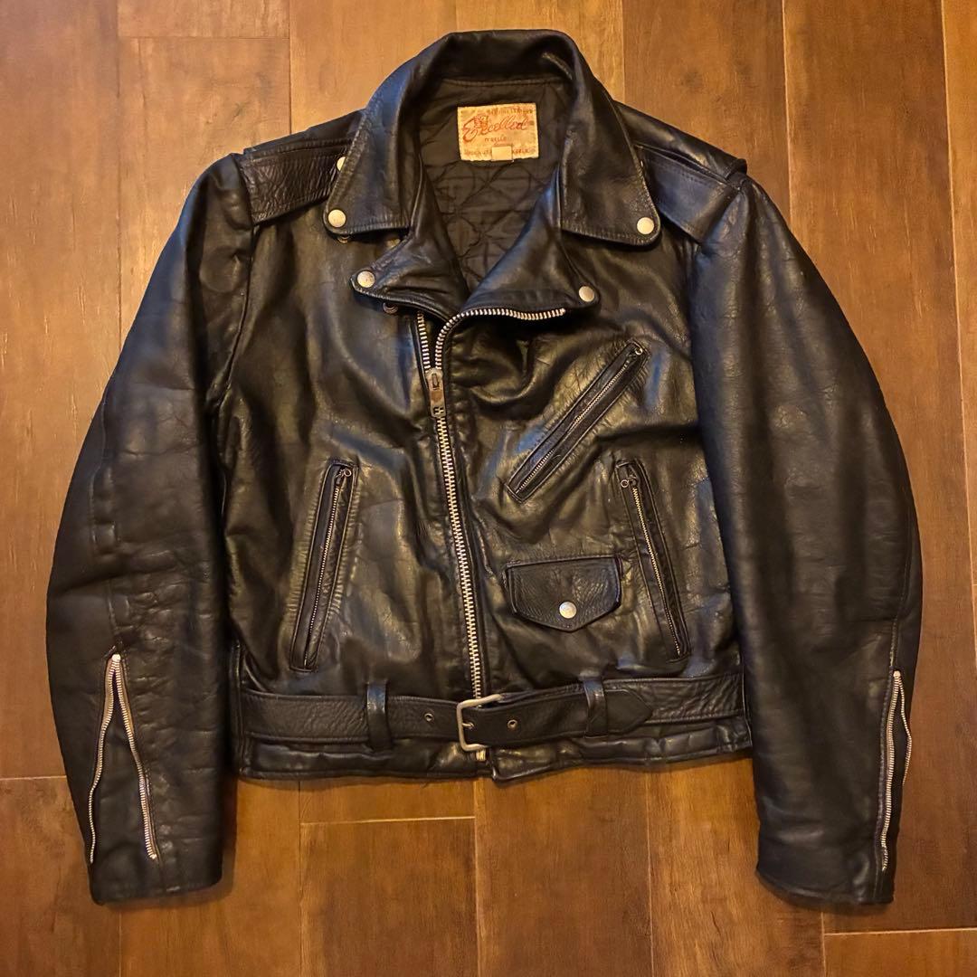 70s vintage excelled レザーダブルライダースジャケット 古着