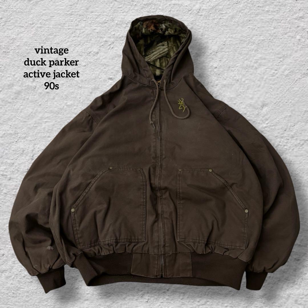 vintageダックパーカーアクティブジャケット90s古着vintageブラウン