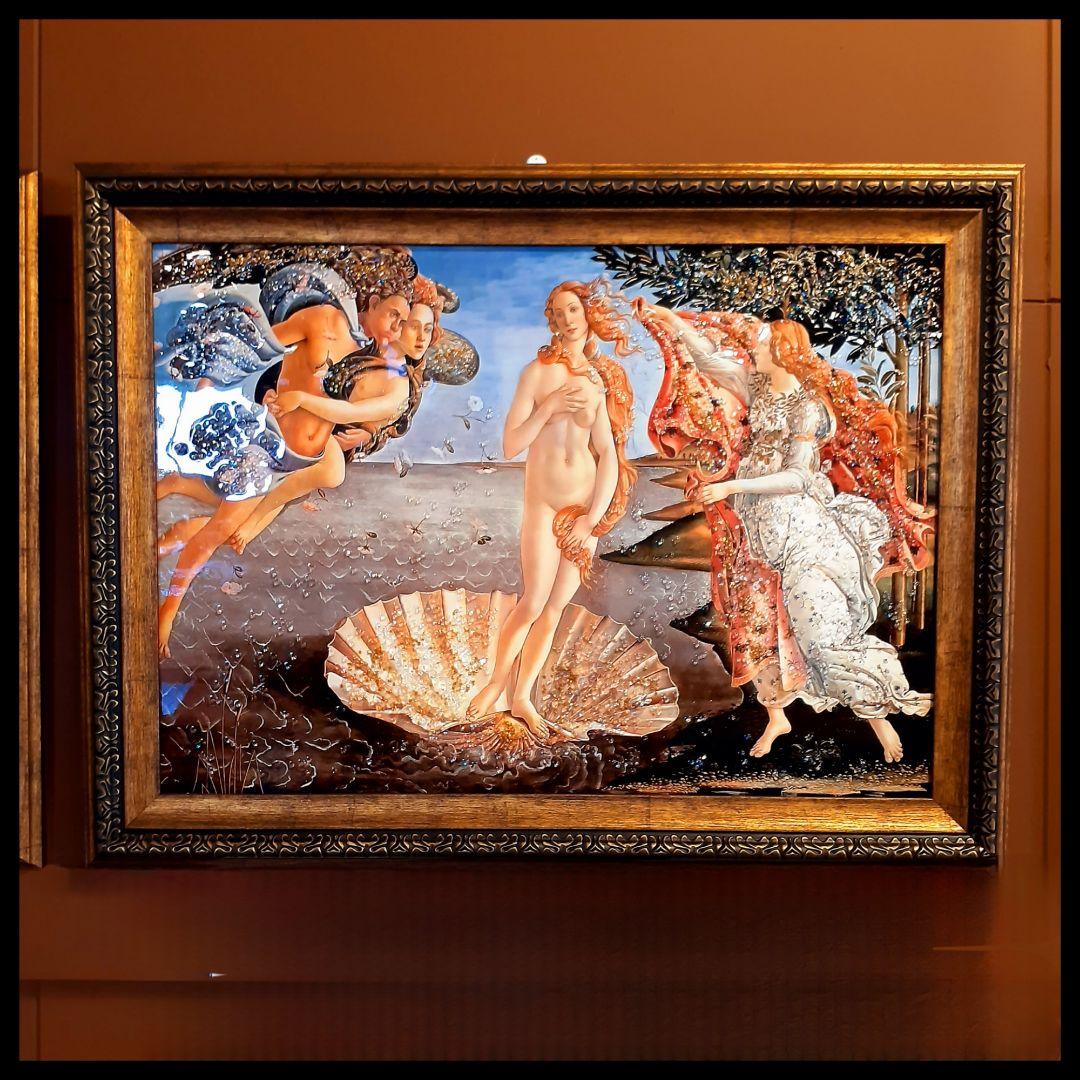 輸入雑貨　天然水晶石　ボッティチェリ作　『ヴィーナス誕生』　クリスタルアート 輸入雑貨 天然水晶石 ボッティチェリ作 『ヴィーナス誕生』 クリスタル