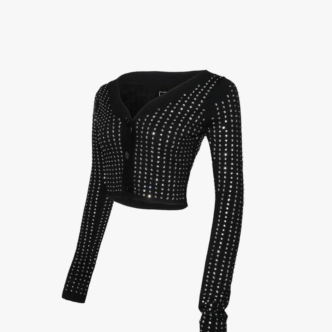 S rhinestone cardigan cropped ザレッドスレッド
