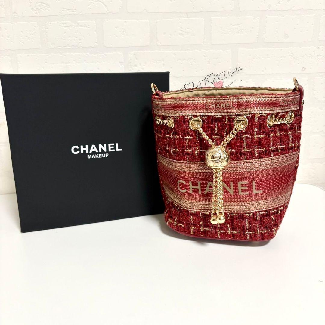 激レア❤CHANEL❤レッドラメ巾着ショルダーバッグゴールドチェーン