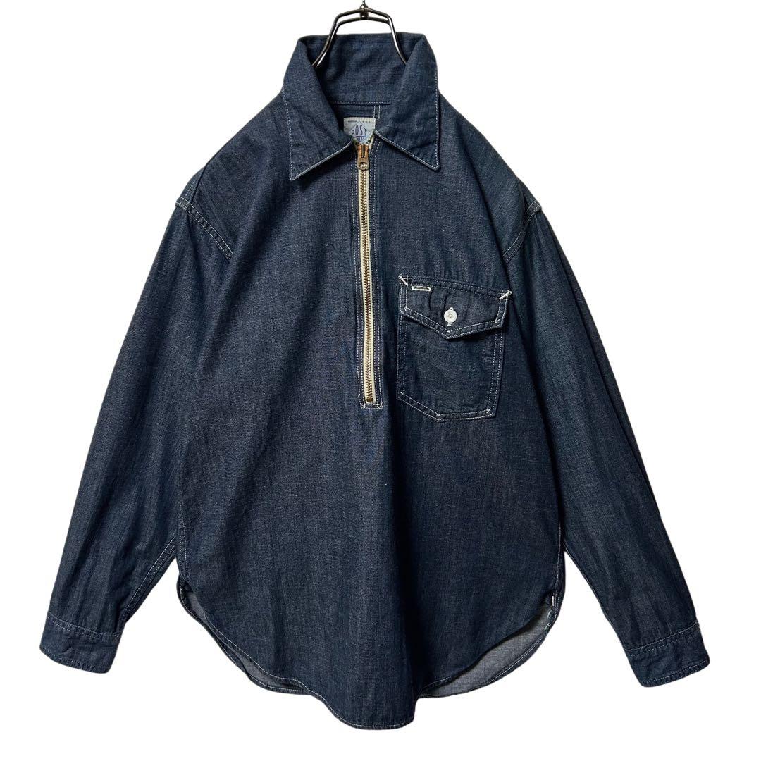 【POST O' ALLS】USA製 デニム プルオーバーシャツ タロンジップ