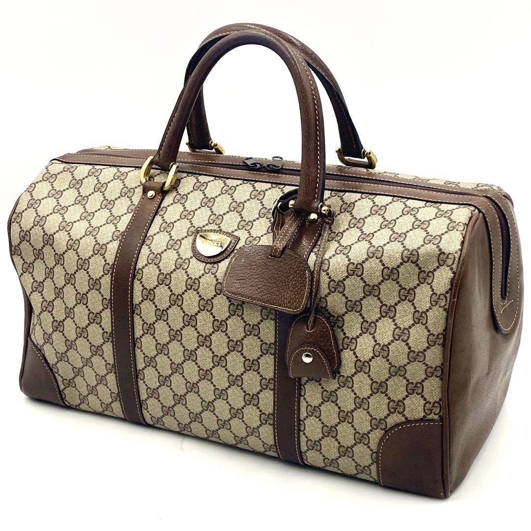 【極美品】オールドグッチ ボストンバッグ 大容量 GGスプリーム ブラウン