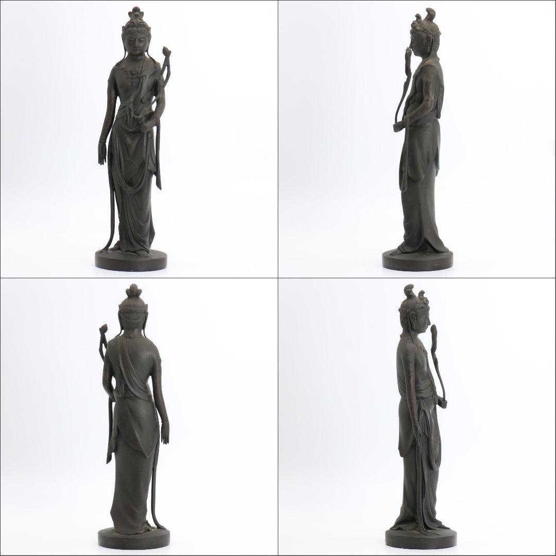 聖観音菩薩像 仏教美術 銅製/ブロンズ 仏像 置物 AB228 1FB6