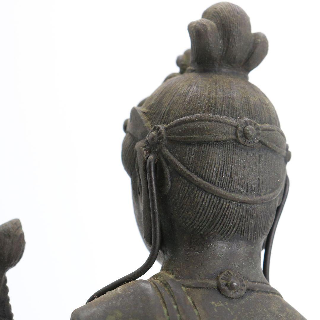 聖観音菩薩像 仏教美術 銅製/ブロンズ 仏像 置物 AB228 1FB6