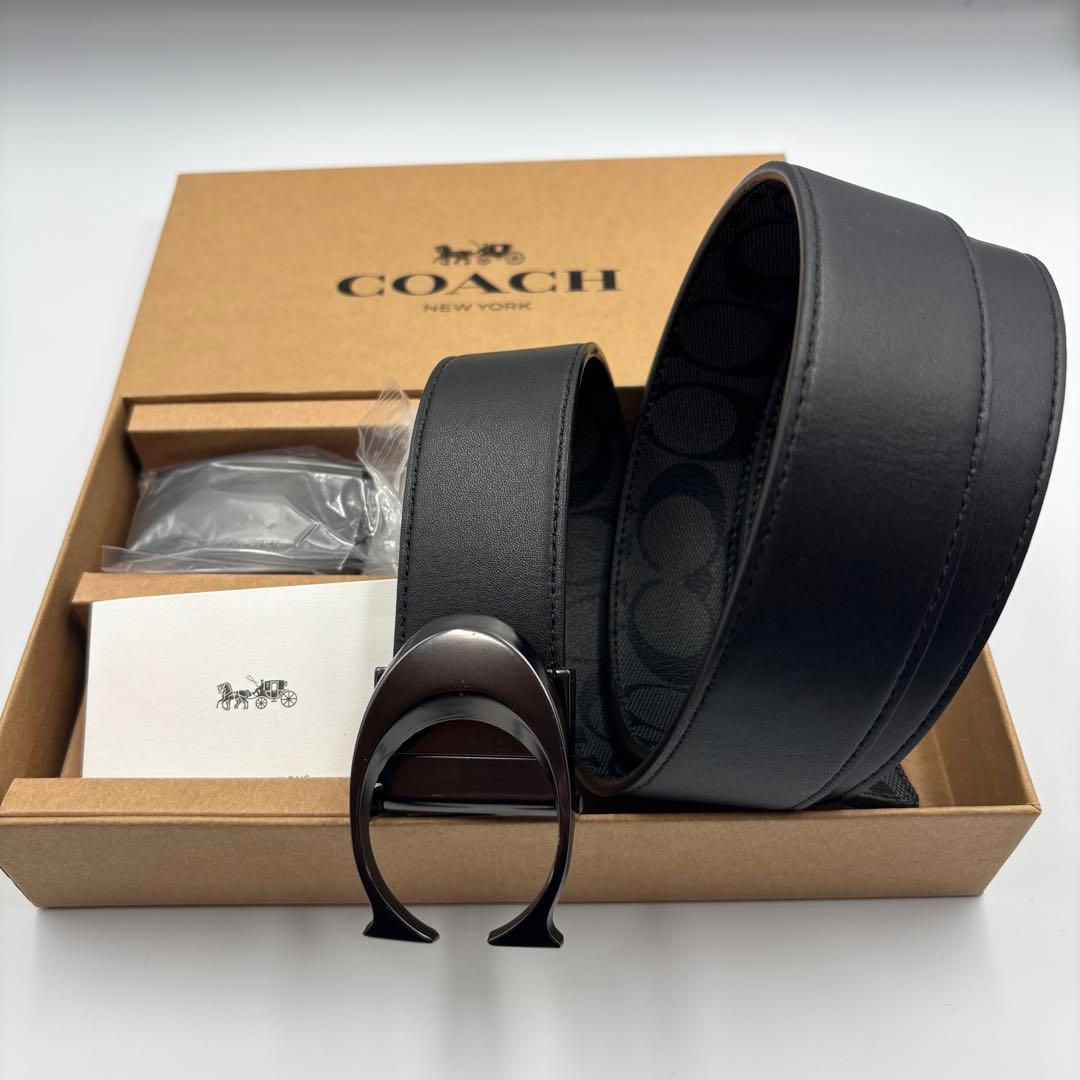 美品✨コーチCOACHシグネチャー フリーサイズ リバーシブル ベルト 箱
