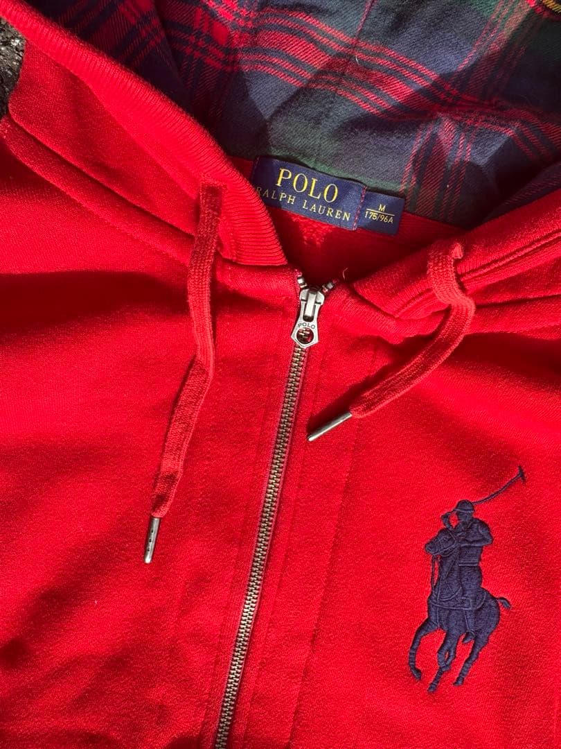 ラルフローレン ビックポニー ジップパーカー レッド Mサイズ - メルカリ