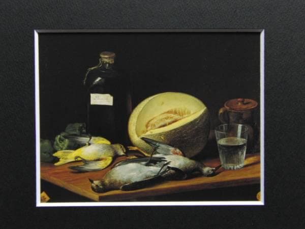 エンギーダノス、メロンとツグミ、希少な額装用画集より、美品、新品額装付