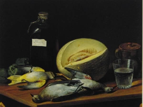 エンギーダノス、メロンとツグミ、希少な額装用画集より、美品、新品額装付