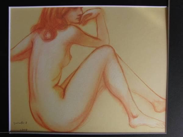 古沢　岩美、デッサン　Ｙ、希少な額装用画集より、新品額装付、状態良好