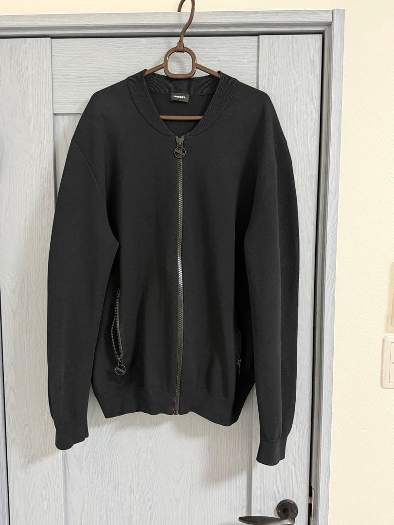 【DIESEL】ロゴジップ レーヨン ジップアップ トラックジャケット ブラック