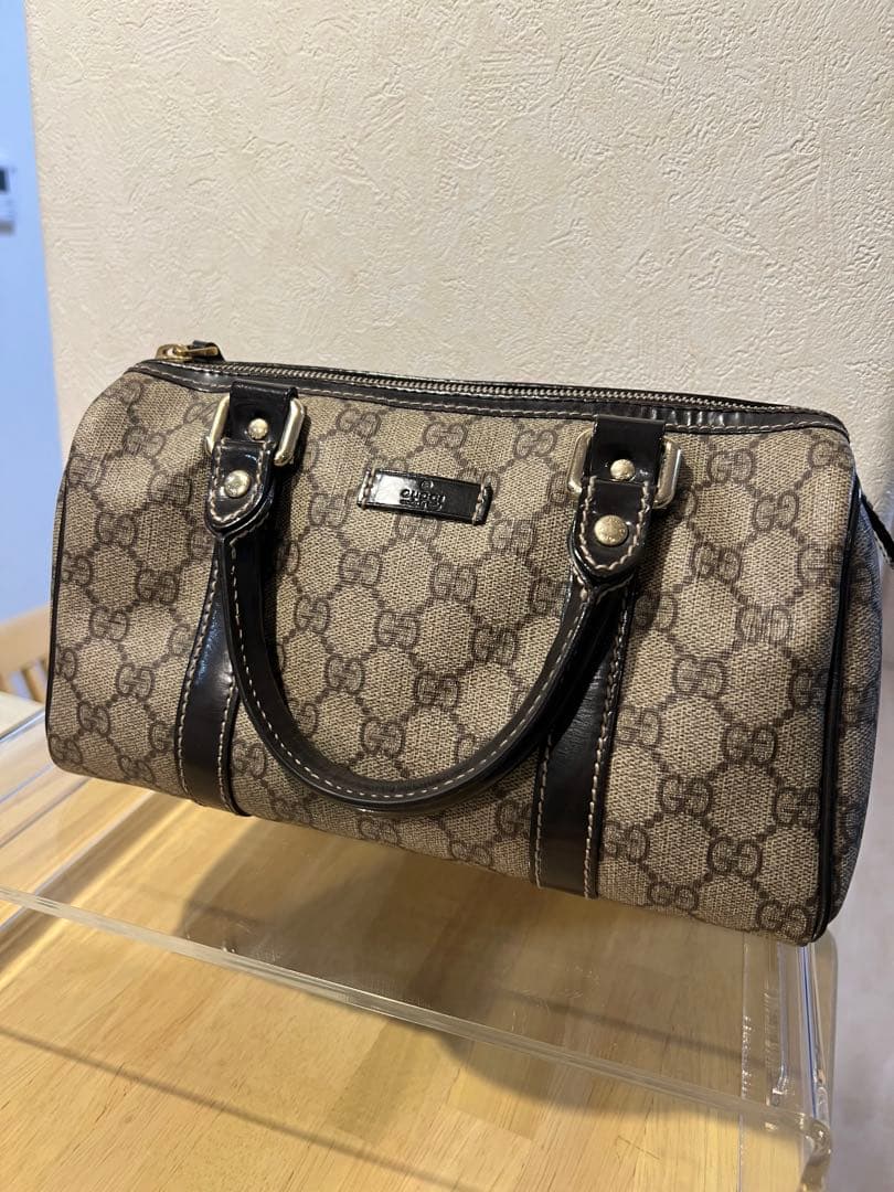 GUCCI GGプラス GGスプリーム ミニボストンバッグ パテント レザー