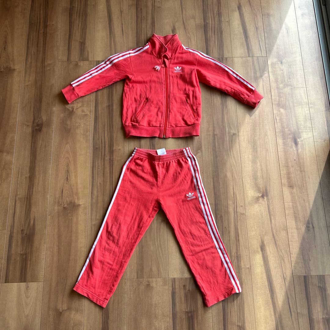 adidas 赤 ジャージ セットアップ110cm 上下 キッズ - メルカリ