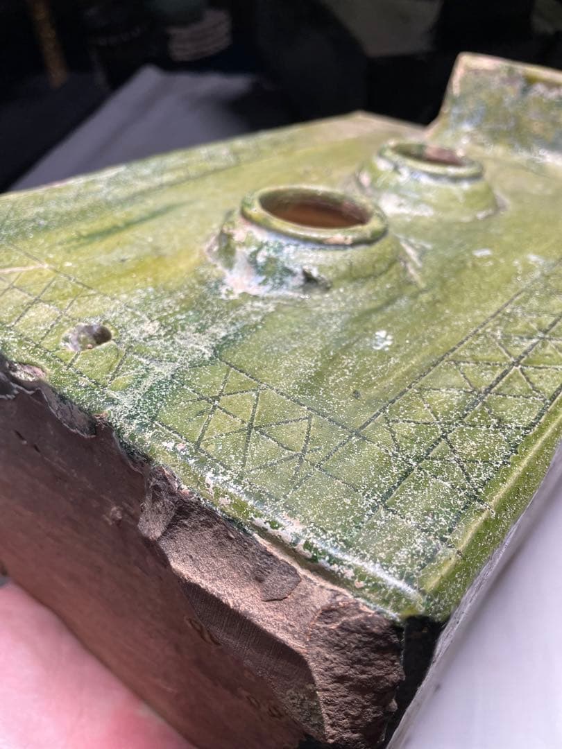 漢緑釉。灶台。漢時代。陶器。古美術。骨董品。舊家蔵出し。稀少