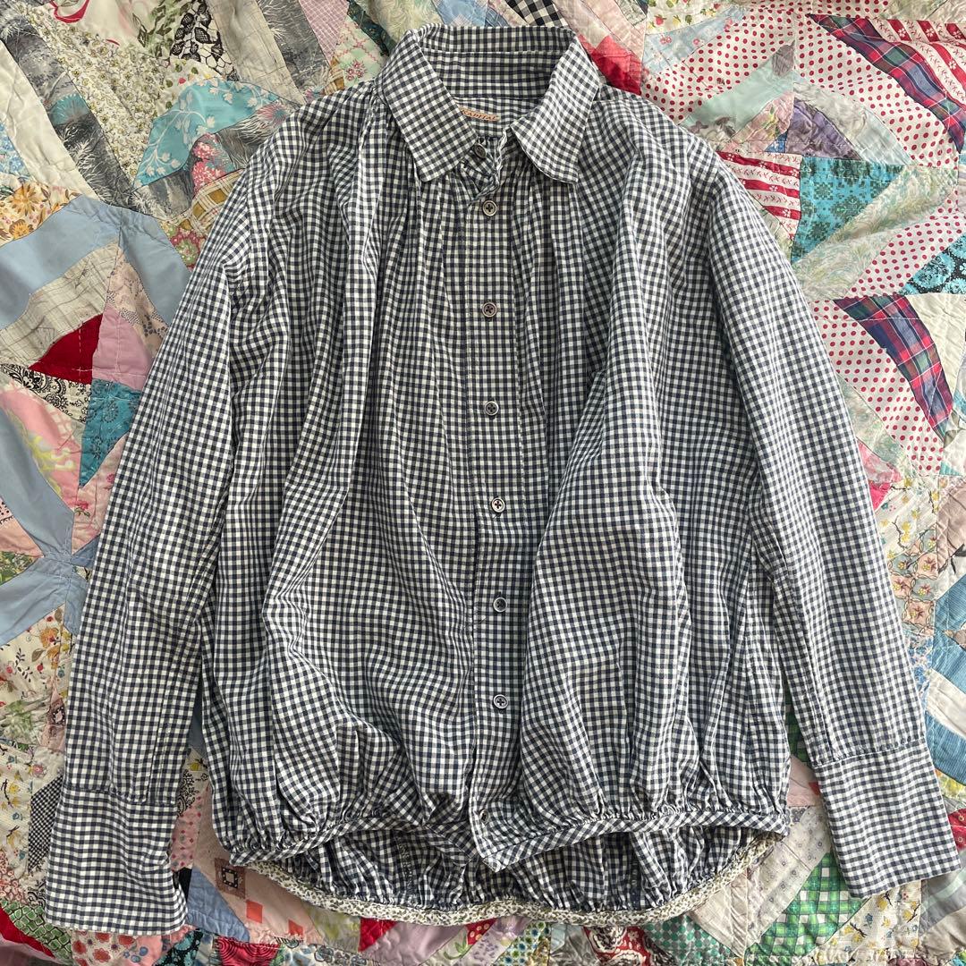Kapital キャピタル　ギンガムチェックタックシャツ　袖・裾花柄よごれなし Kapital キャピタル ギンガムチェックタックシャツ 袖・裾花柄よごれ