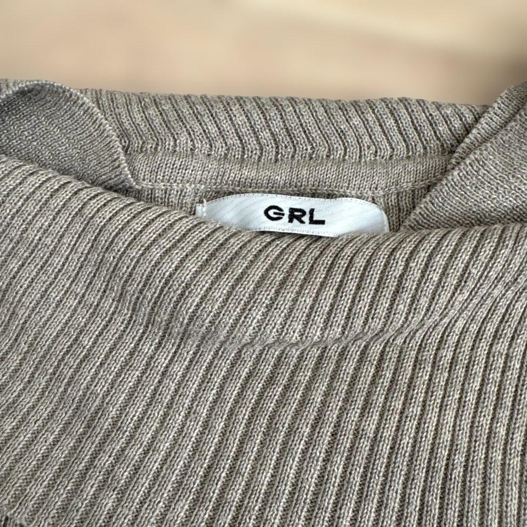 GRL グレー リブ編み 長袖ニット - メルカリ