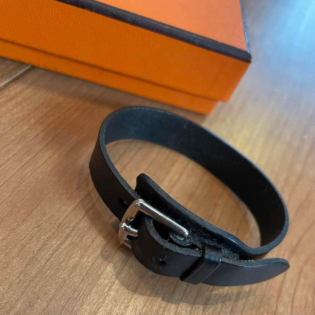 即買OK 激レア エルメス HERMES レザー ブレス ブラック