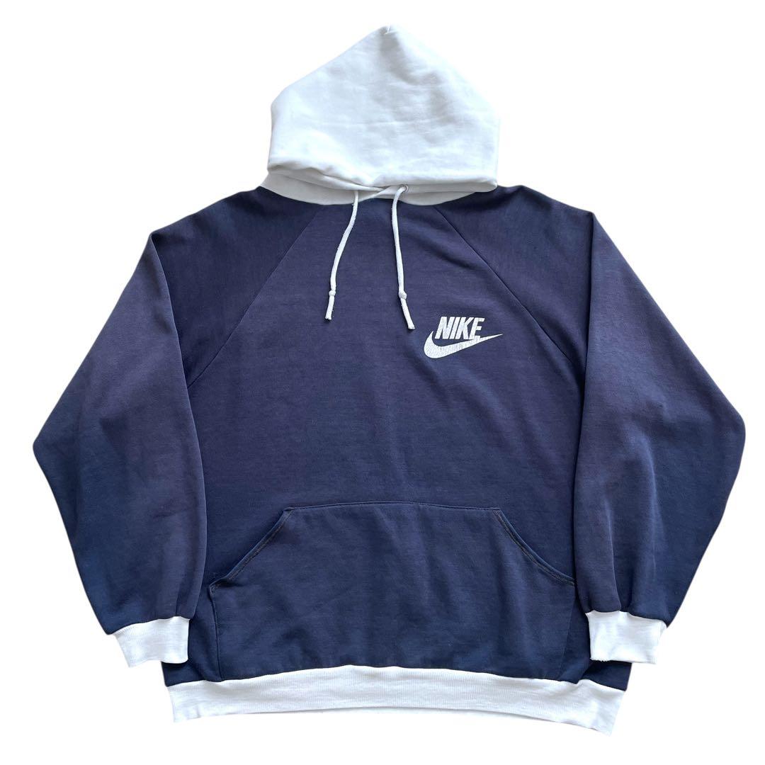 美品 雰囲気抜群 70s ヴィンテージ NIKE 茄子紺 ツートン パーカー L