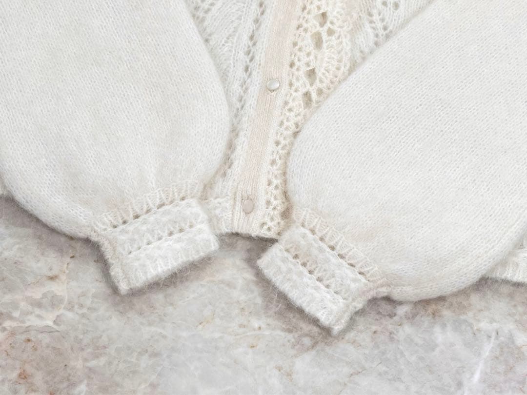 美品】SEZANE/セザンヌ モヘヤ ニット カーディガン 刺繍レース フリル