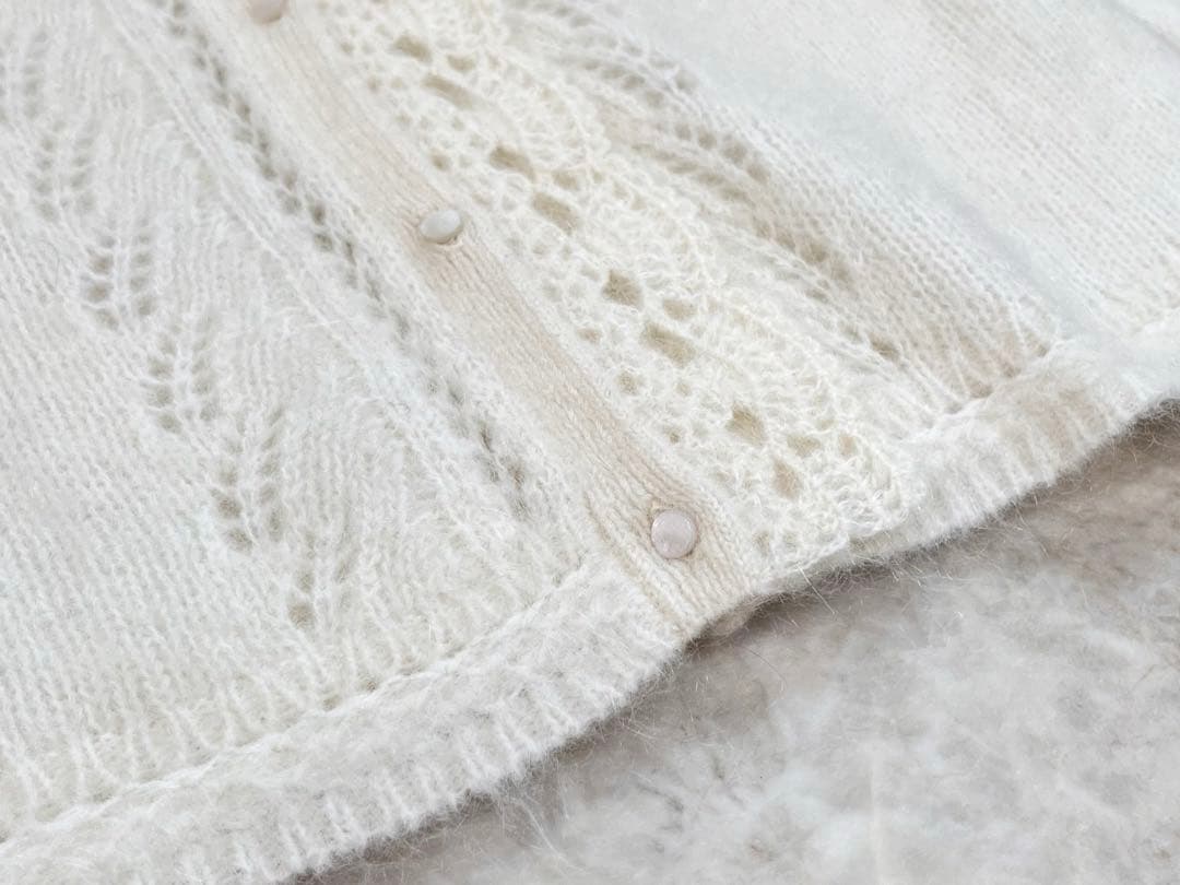 美品】SEZANE/セザンヌ モヘヤ ニット カーディガン 刺繍レース フリル