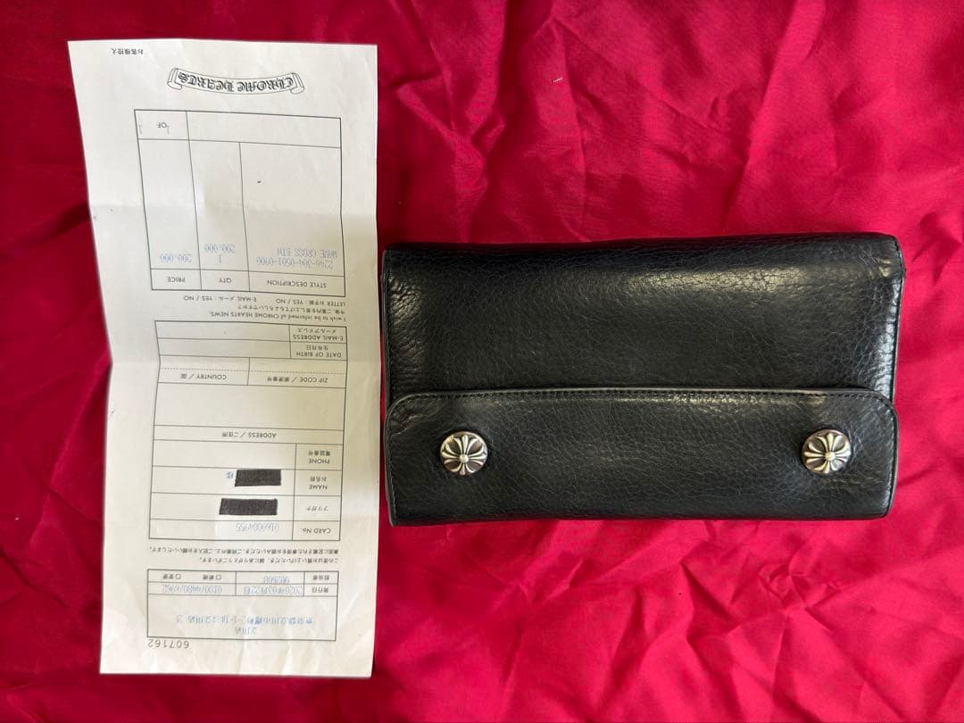 クロムハーツ chrome hearts ウェーブウォレット赤ヌバック クロム