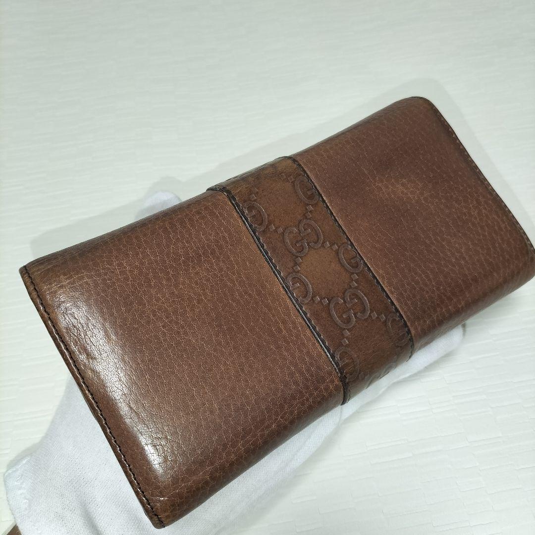 GUCCI ブラウンレザー長財布 - メルカリ