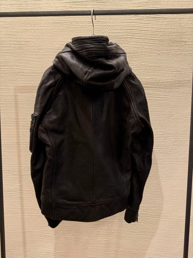 00s japanese label leather hoodie jacket
