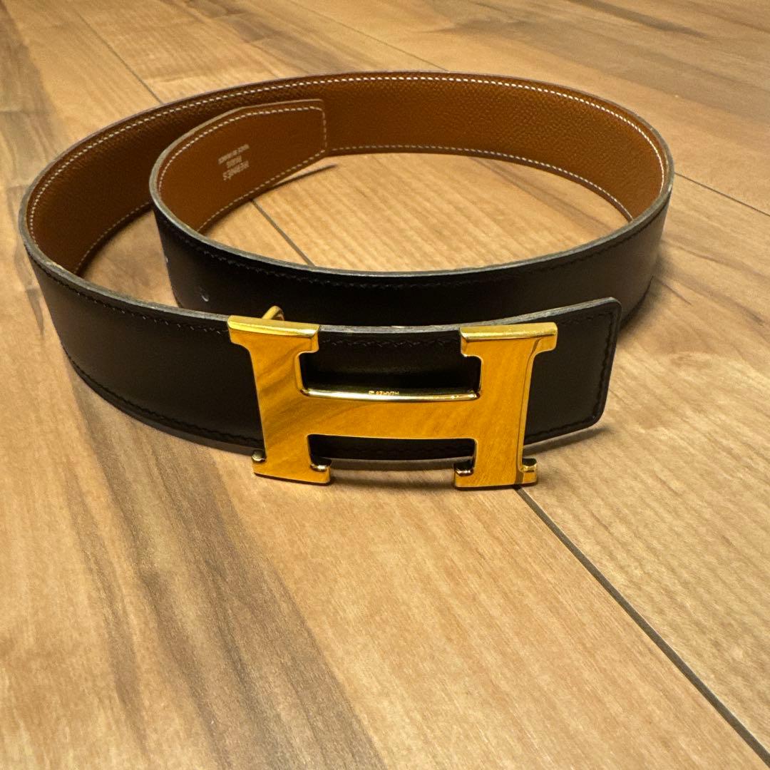 HERMES 黒レザー ベルト